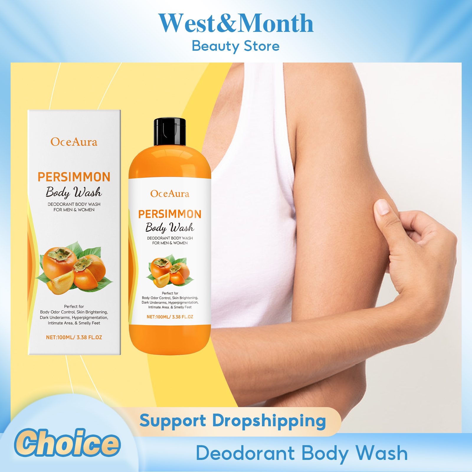 Aha Bha Exfoliant - Persimmon Body Wash Remove Dirt Sweat
